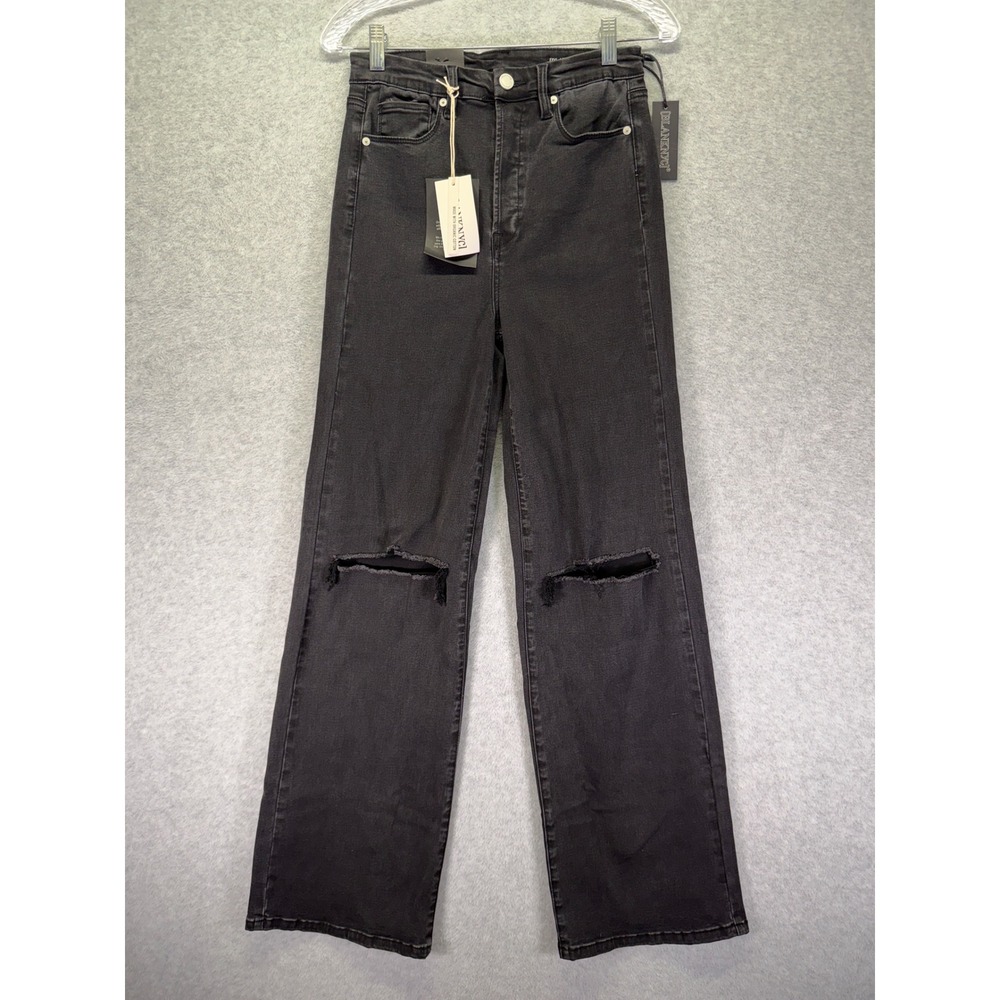 BLANKNYC Jeans Womens 27 Black The Franklin Ribcage Wide Leg Distressed Organic